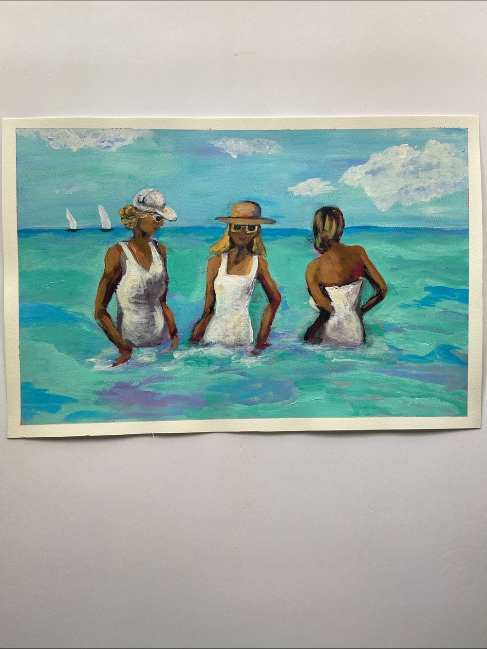 Beach Day Bliss 2 Original Acrylic Painting on 18" x 12" Paper - Picture 4 of 7